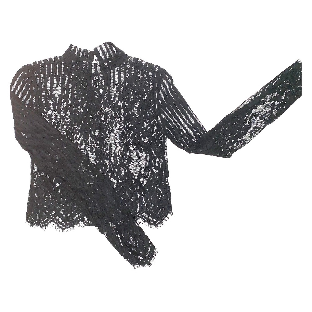 Black lace sheer top